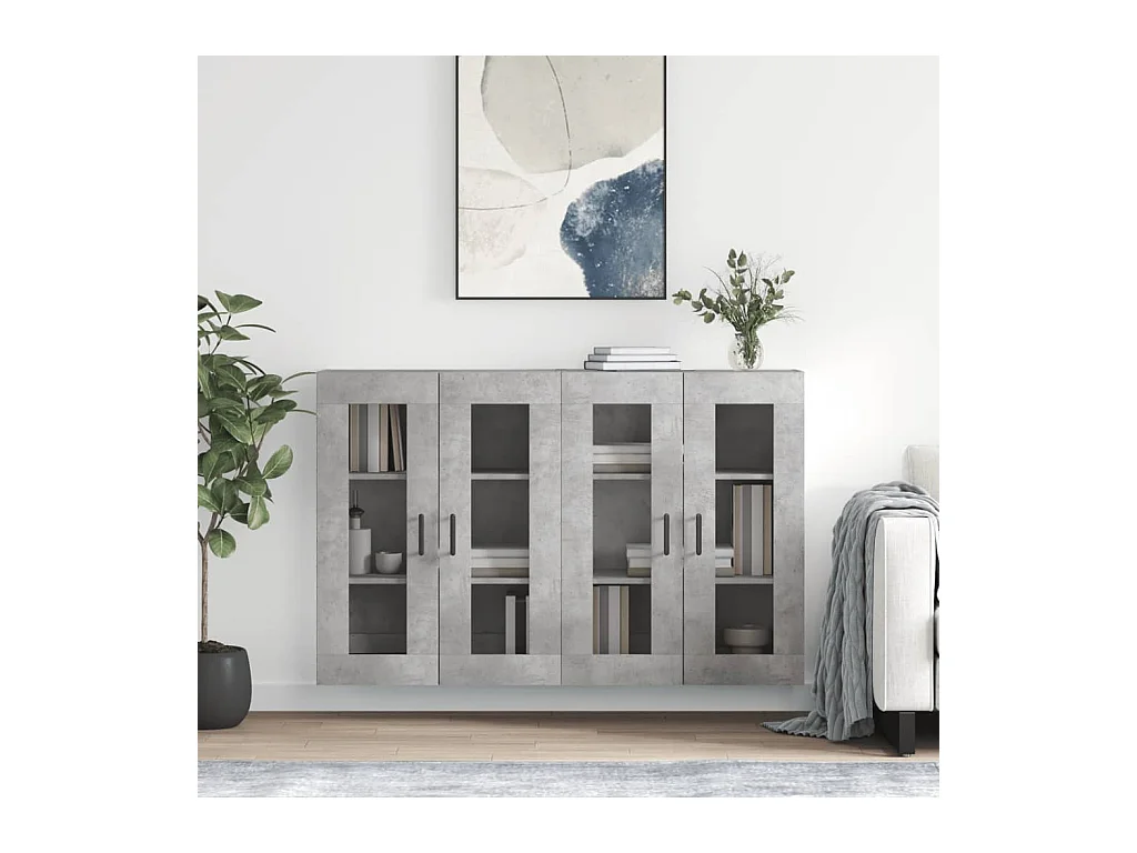 Móveis de parede 2 pcs derivados de madeira cinzento cimento PT558348