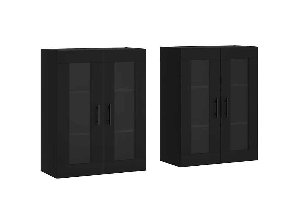 Móveis de parede 2 pcs derivados de madeira preto PT419341