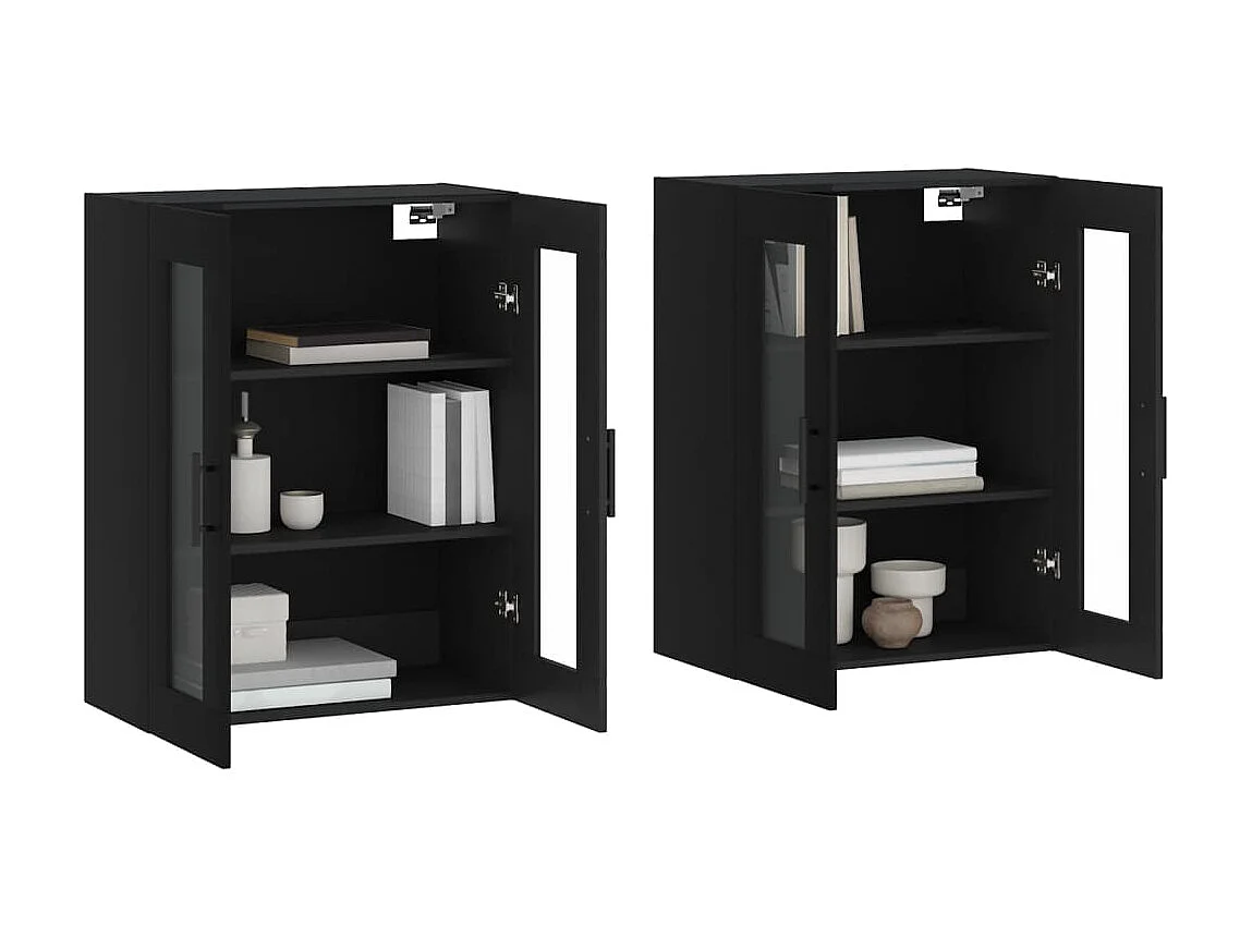 Móveis de parede 2 pcs derivados de madeira preto PT419341