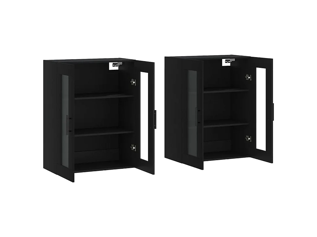 Móveis de parede 2 pcs derivados de madeira preto PT419341