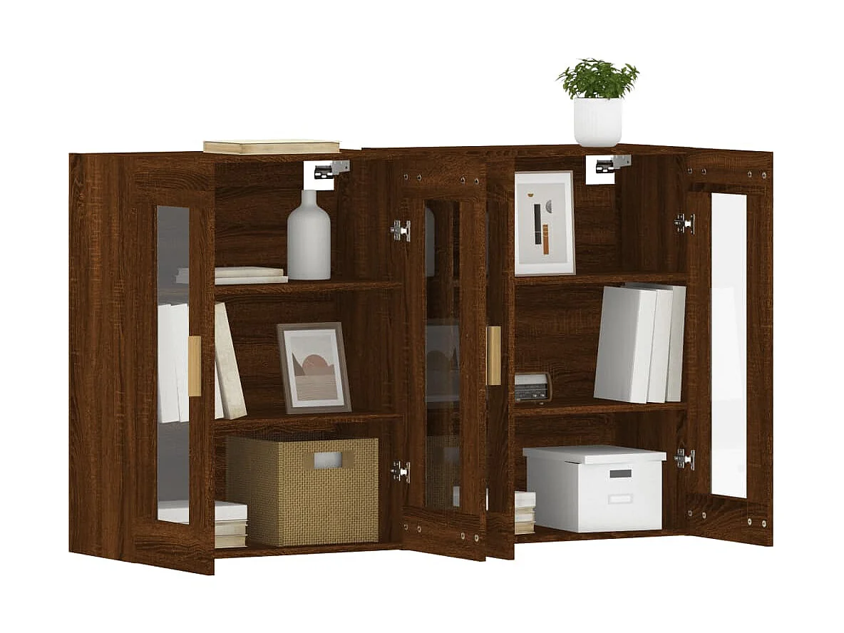 Armarios de pared 2 uds madera de ingeniería marrón roble ES716955