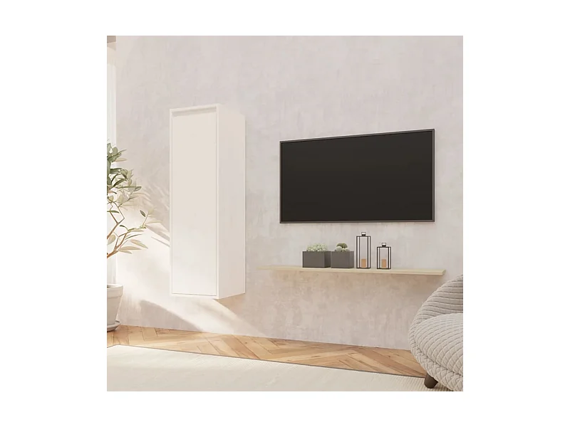 Armoire murale Blanc 30x30x100 cm Bois de pin massif OLA8834