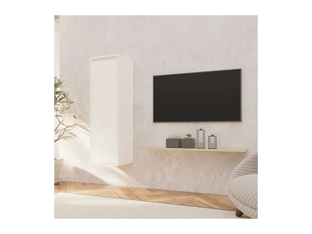 Armoire murale Blanc 30x30x100 cm Bois de pin massif OLA8834