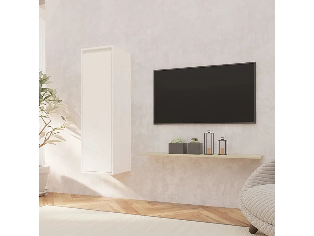 Armoire murale Blanc 30x30x100 cm Bois de pin massif OLA8834