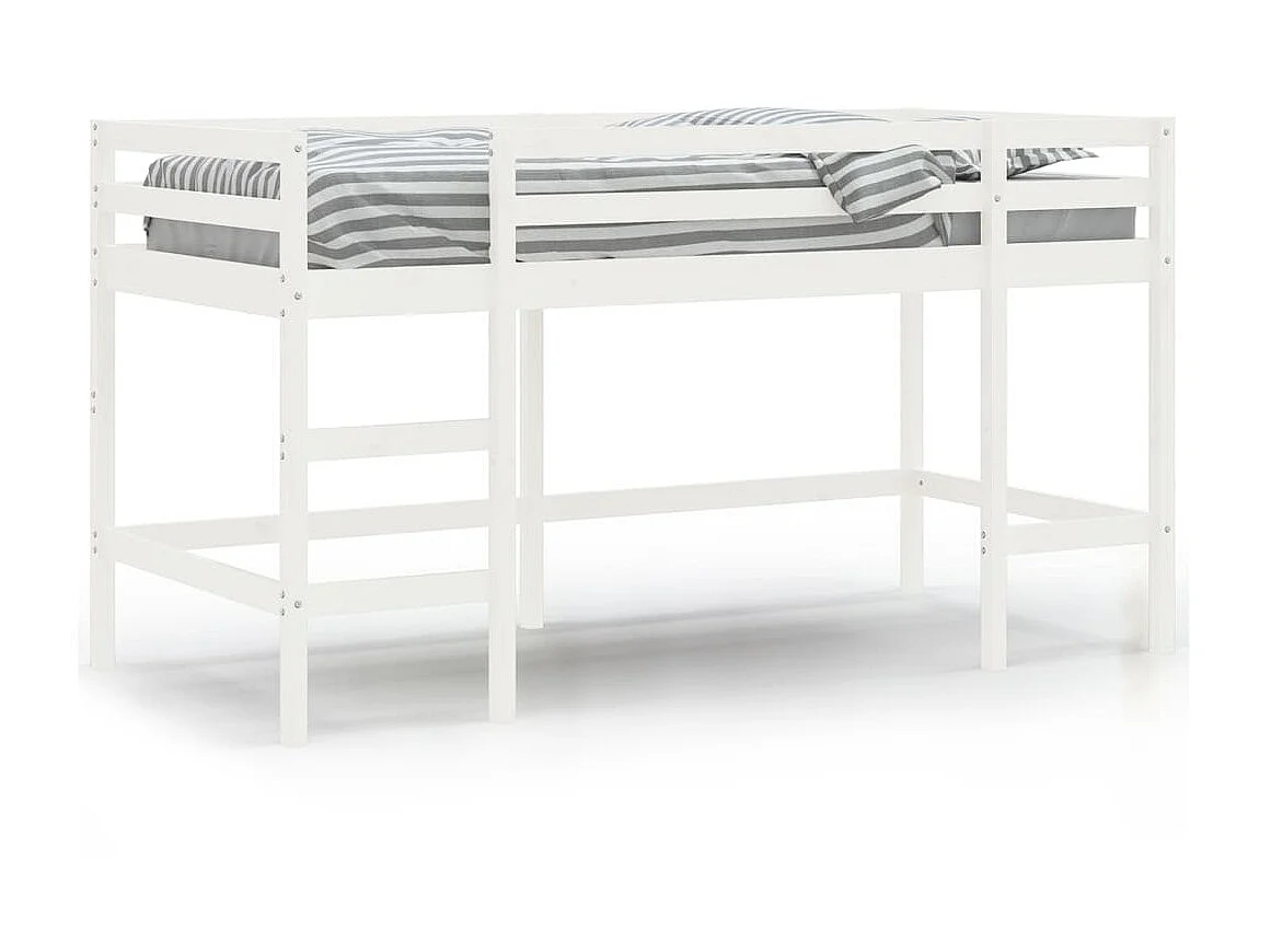 Lit mezzanine enfants échelle blanc 90x200 cm bois pin massif KSAW22618