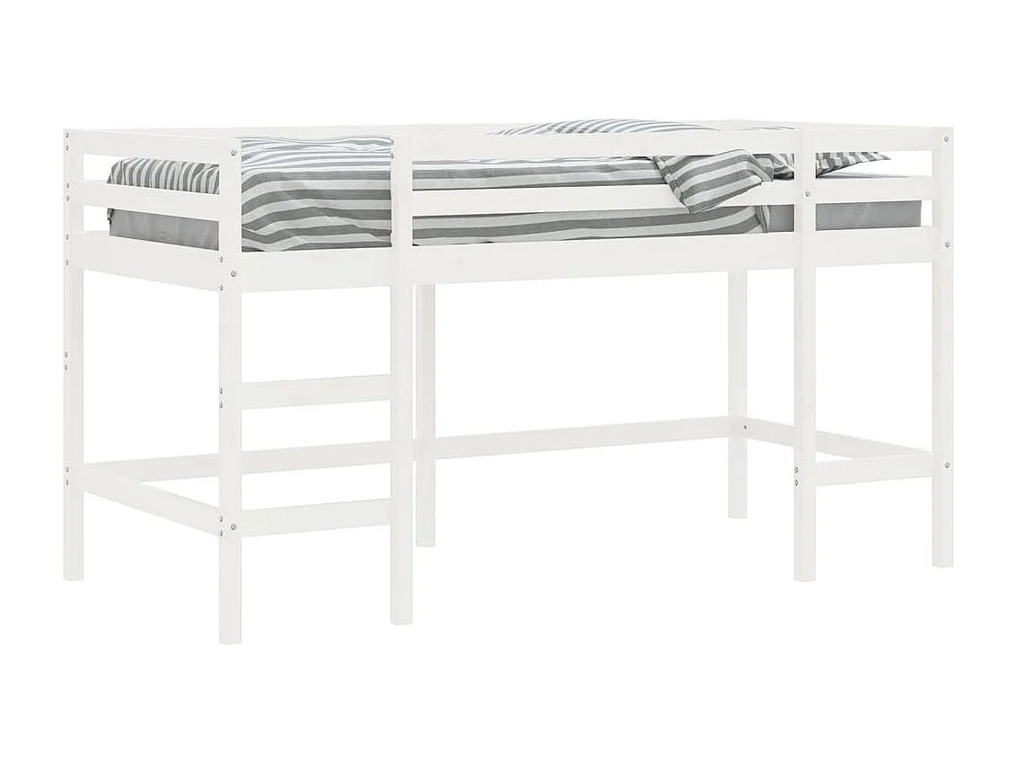 Lit mezzanine enfants échelle blanc 90x200 cm bois pin massif KSAW22618