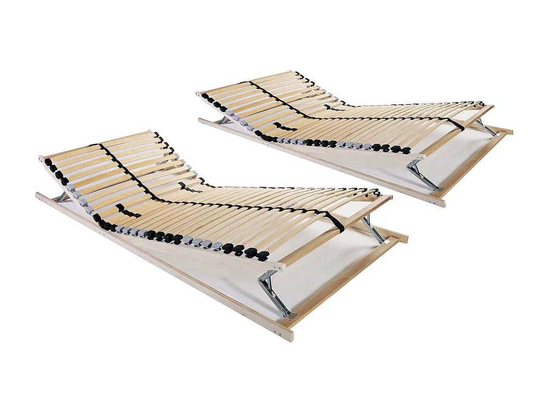 Sommiers cadre à lattes 2 pcs avec 28 lattes 7 zones 70x200 cm PDG10974