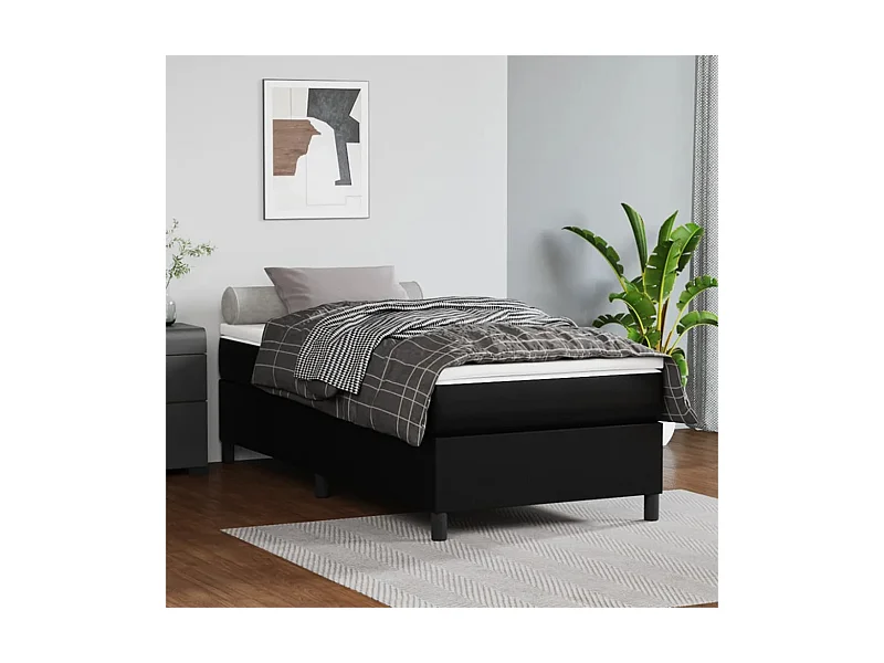 Cama 100x200 cm couro artificial preto PT478887
