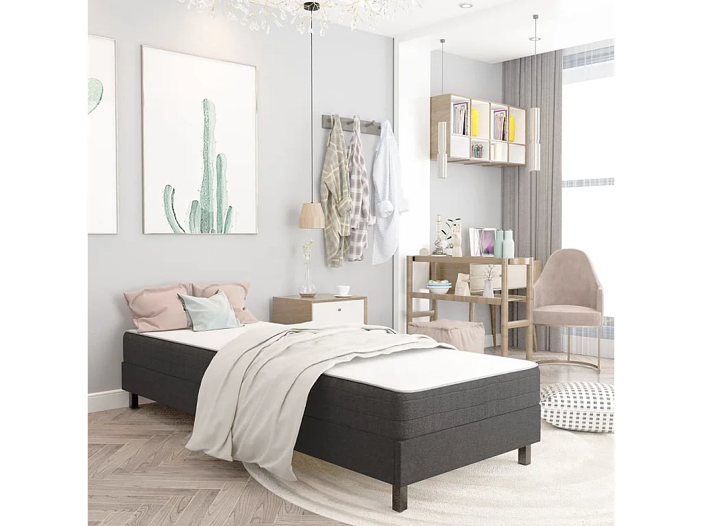 Cama 90x200 cm tecido cinzento PT849595