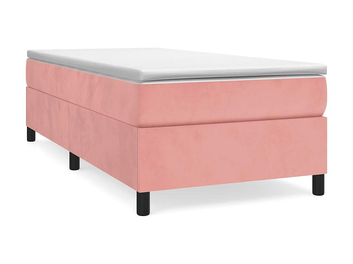 Estructura de cama de terciopelo rosa 90x190 cm ES981706