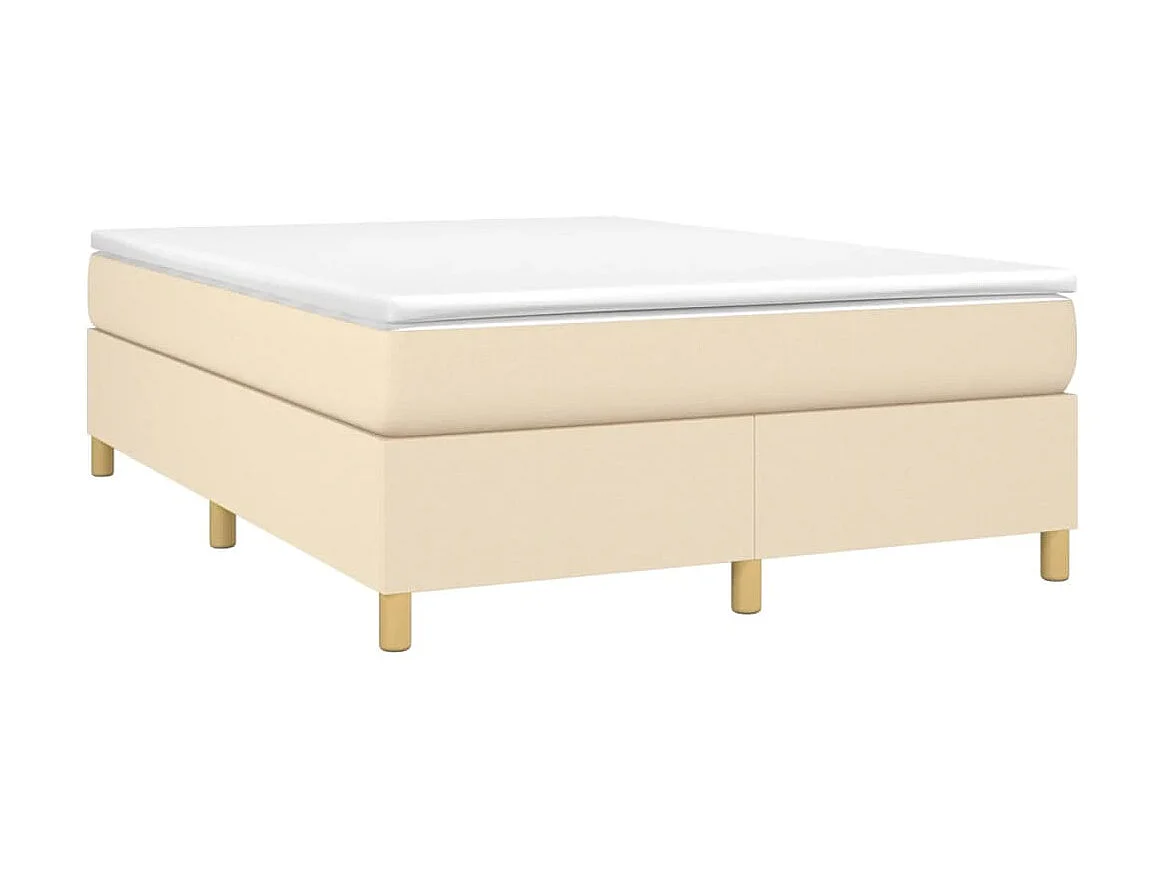 Sommier cadre à lattes de lit Crème 140x190 cm Tissu WEW30422