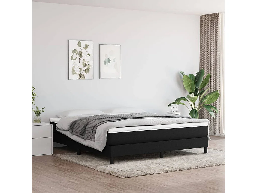 Cama 180x200 cm tecido preto PT217963