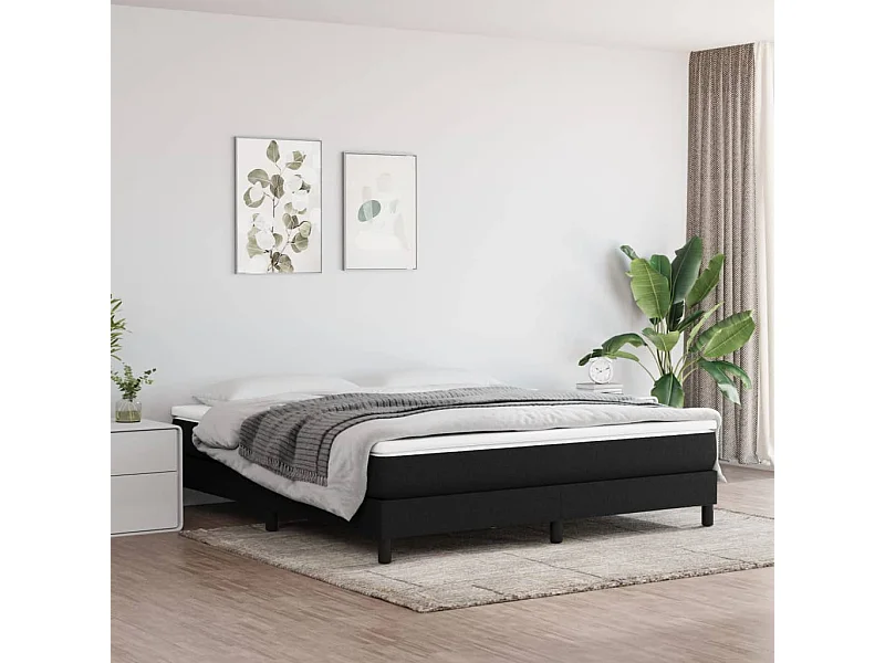 Cama 180x200 cm tecido preto PT217963