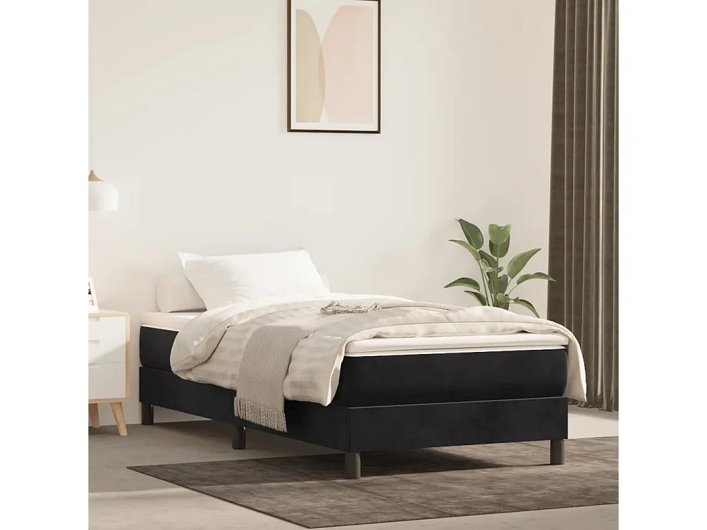 Cama 90x200 cm veludo preto PT859515