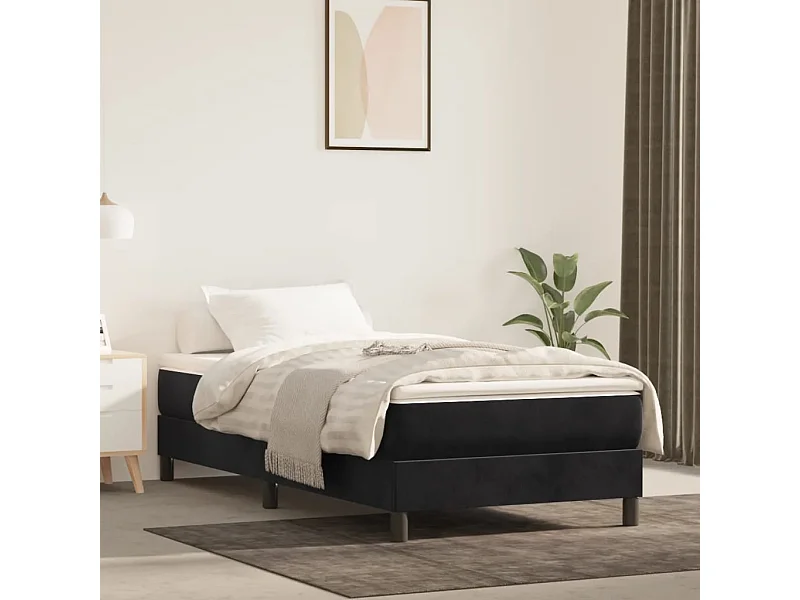 Cama 90x200 cm veludo preto PT859515