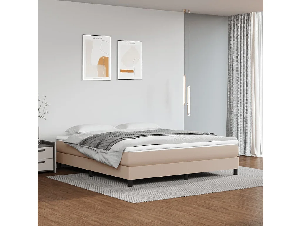 Cama 180x200 cm couro artificial cappuccino PT499376