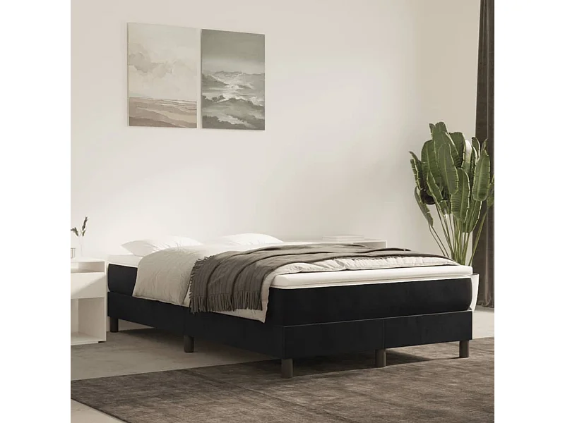 Cama 120x200 cm veludo preto PT984831