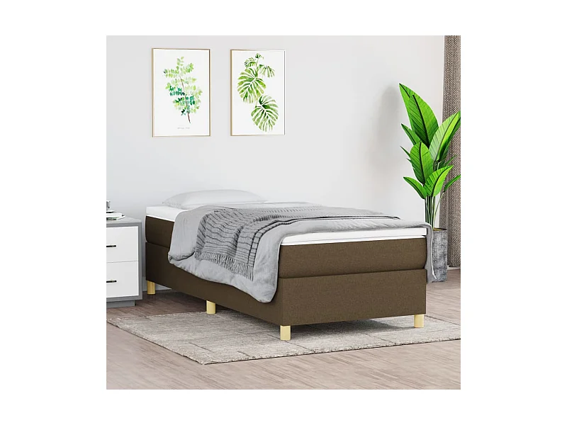 Cama com molas 90x200 cm tecido castanho-escuro PT554666