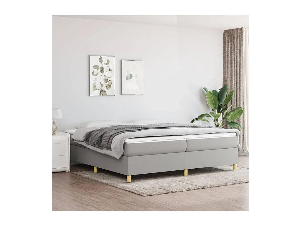Sommier cadre à lattes de lit Gris clair 200x200 cm Tissu WEW99957