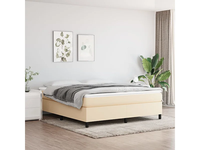Cama em tecido cor creme 160x200 cm PT948867