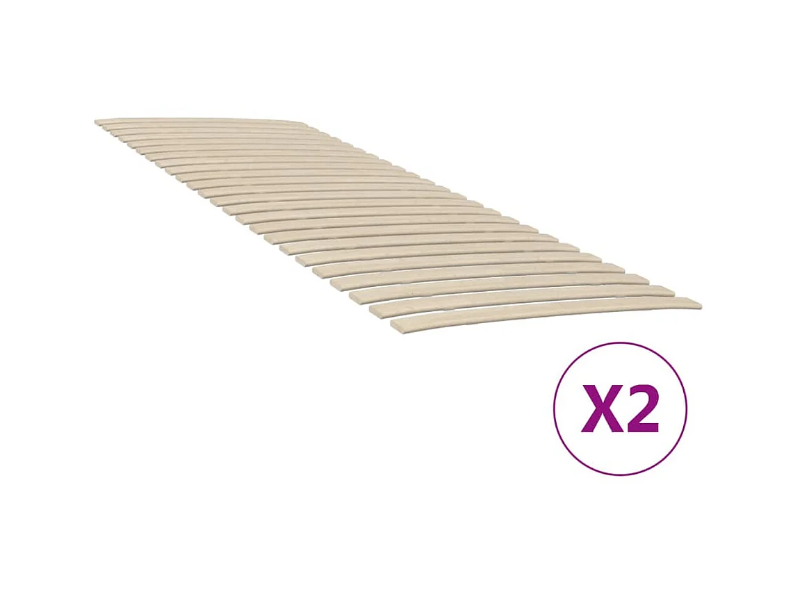 Sommiers cadre à lattes avec 48 lattes 2 pcs 80x200 cm WEW95524