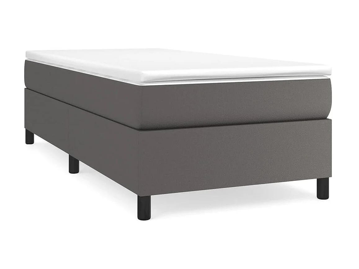 Cama 100x200 cm couro artificial cinzento PT429195