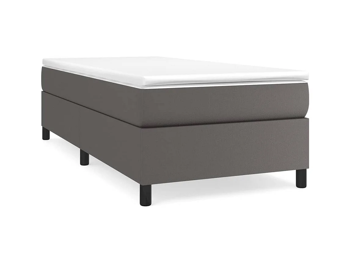 Cama 90x200 cm couro artificial cinzento PT838842