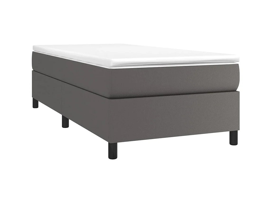 Cama 90x200 cm couro artificial cinzento PT838842