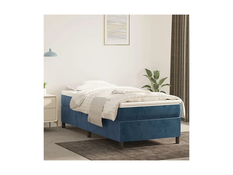 Somier de láminas- 90x190 cm de terciopelo azul ES26848