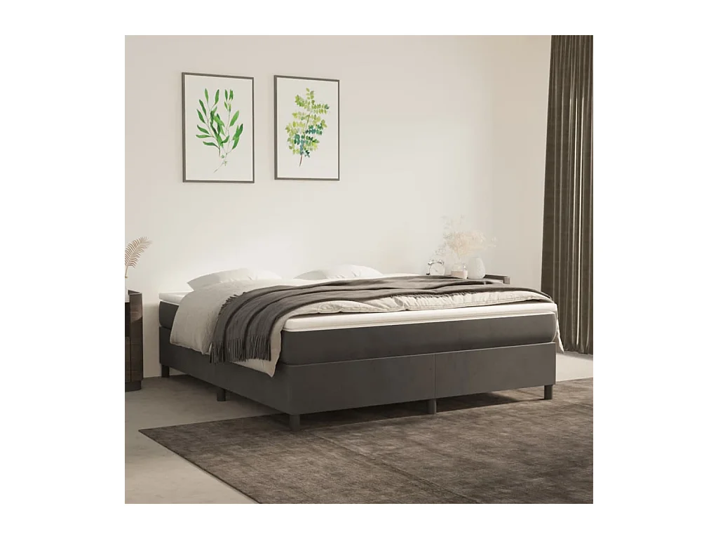 Sommier cadre à lattes de lit Gris foncé 160x200 cm Velours WEW38748