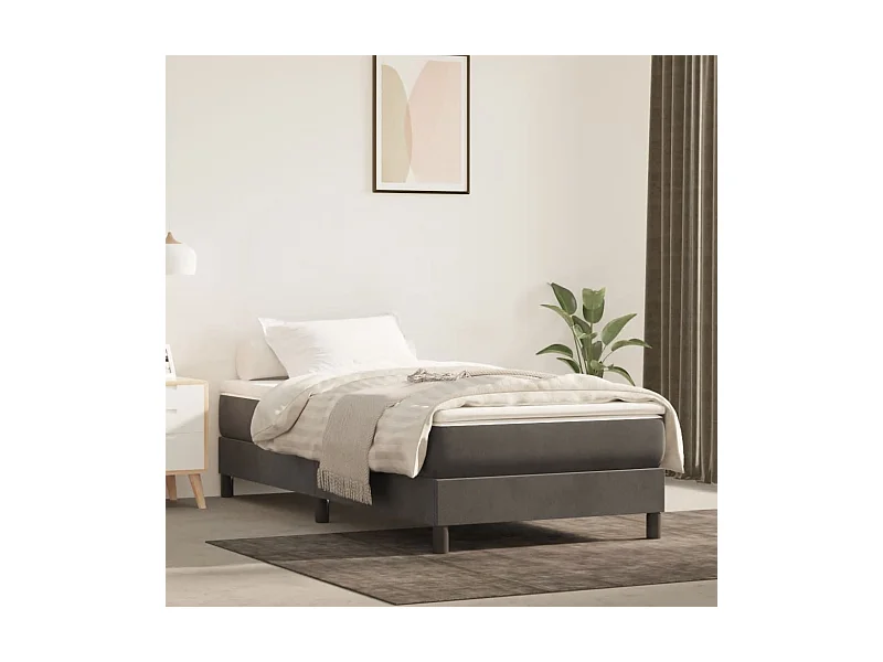Somier de láminas- 90x200 cm de terciopelo gris oscuro ES18120
