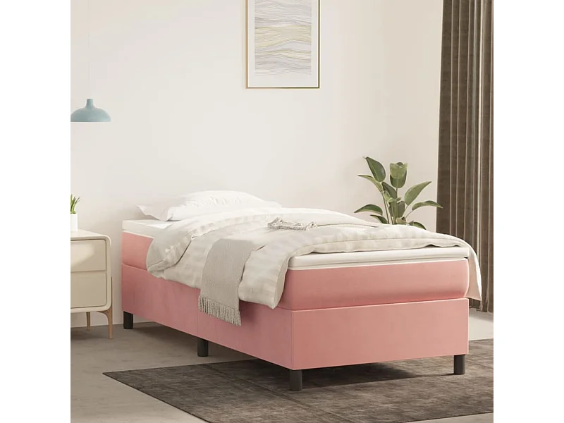 Cama 100x200 cm veludo rosa PT419781