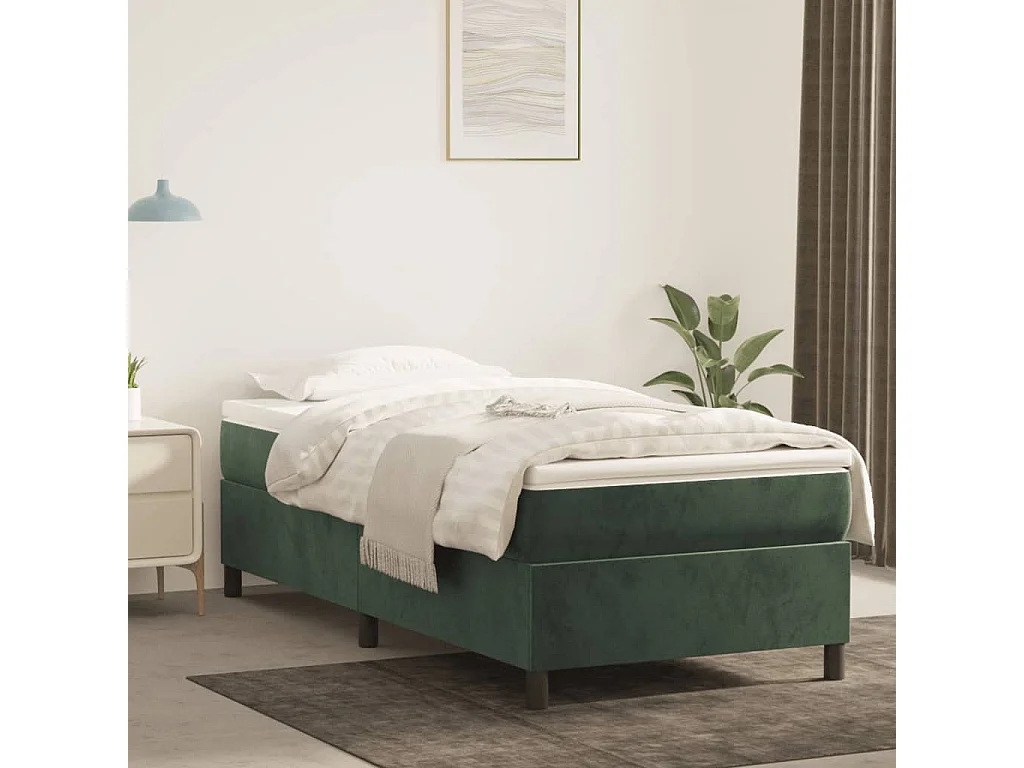 Cama 90x190 cm veludo verde-escuro PT150584