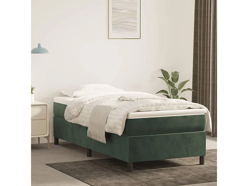 Cama 90x190 cm veludo verde-escuro PT150584