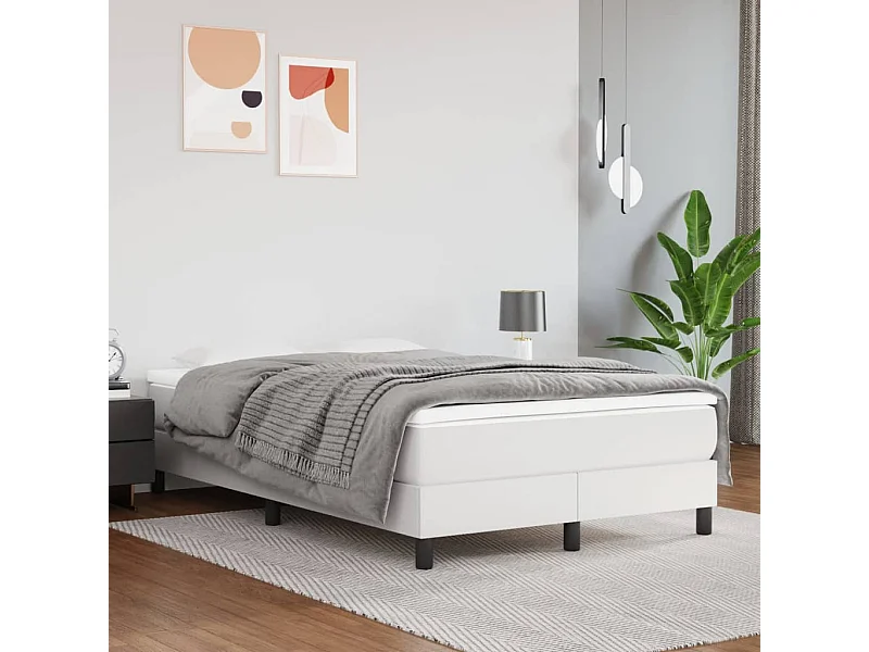 Cama com molas 120x200 cm couro artificial branco PT528038