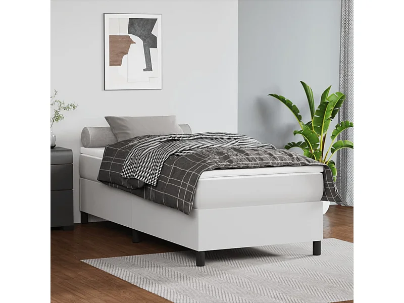 Cama 90x190 cm couro artificial branco PT703972