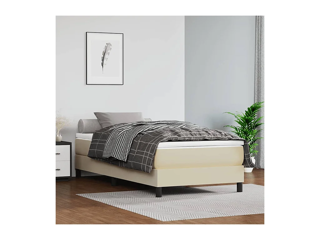 Cama 80x200 cm couro artificial cor creme PT304943