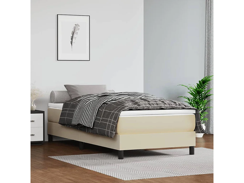 Cama 80x200 cm couro artificial cor creme PT304943