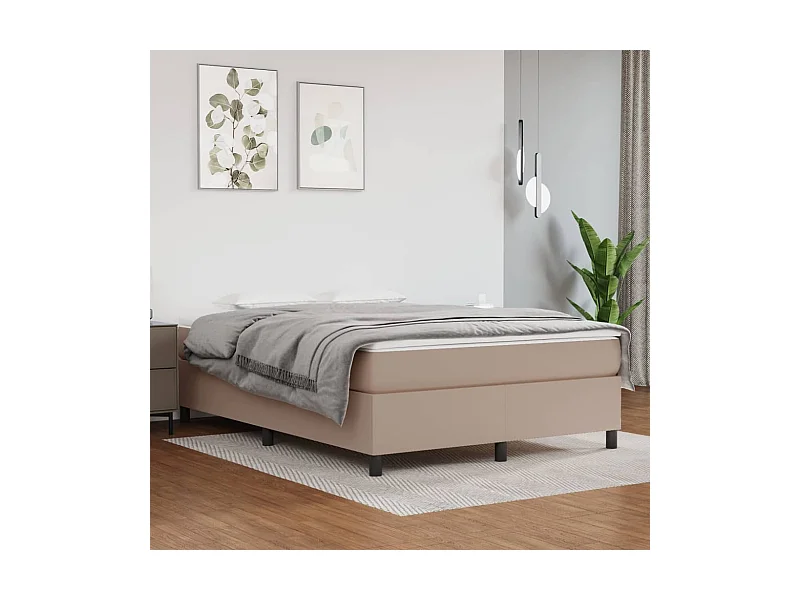 Cama 140x200 cm couro artificial cappuccino PT457619