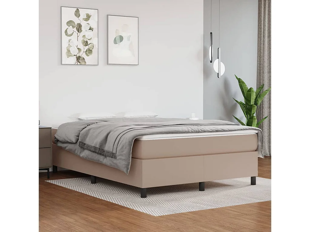 Cama 140x200 cm couro artificial cappuccino PT457619