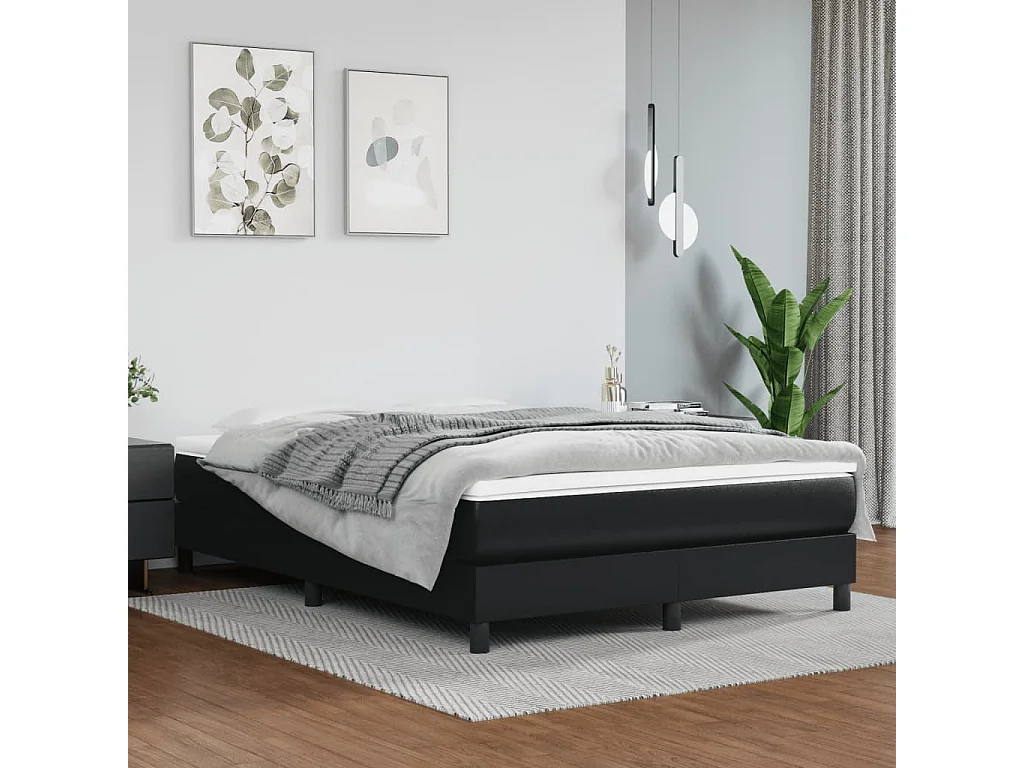 Somier de láminas- 140x190 cm de cuero sintético negro ES64541