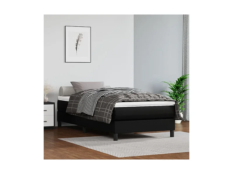 Cama 80x200 cm couro artificial preto PT499005