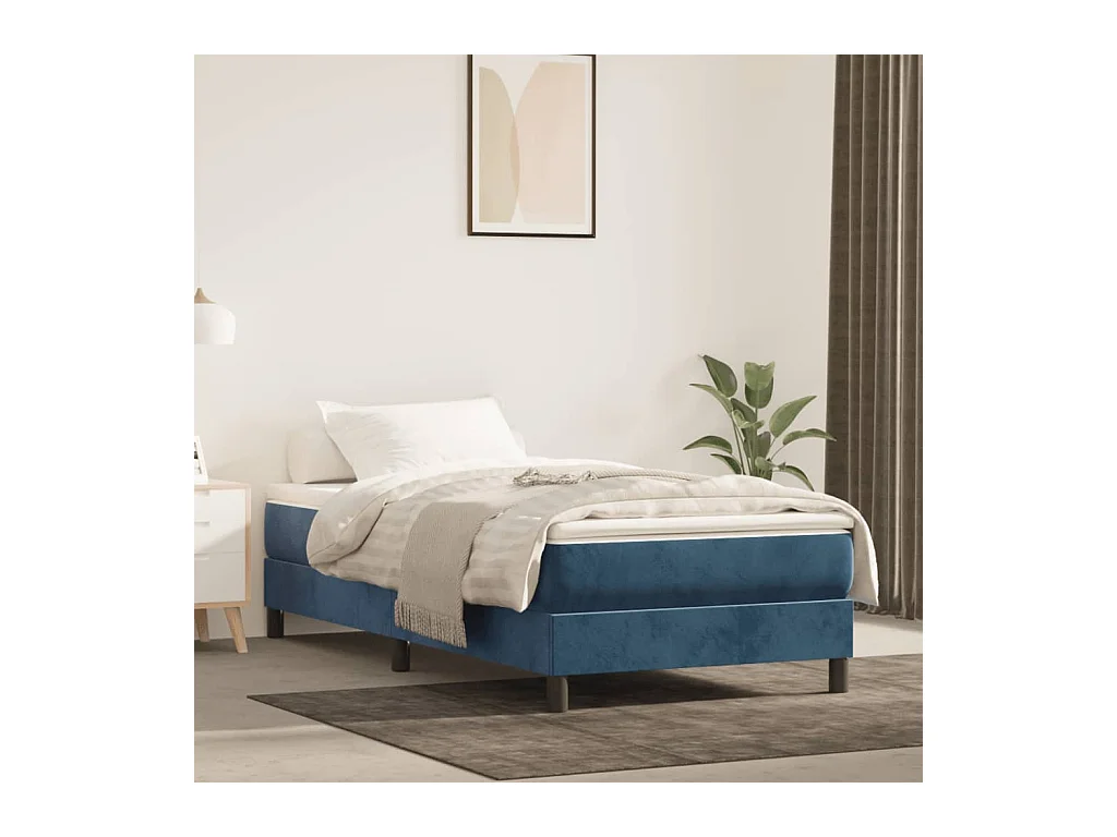 Sommier cadre à lattes de lit Bleu foncé 100x200 cm Velours PDG25790