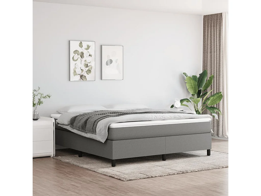 Cama 180x200 cm tecido cinzento-escuro PT829946