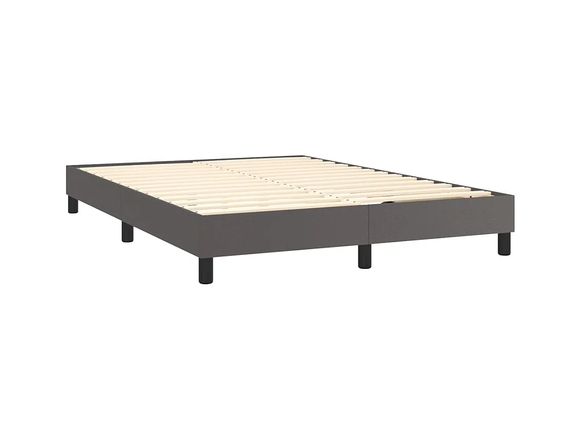 Cama 140x200 cm couro artificial cinzento PT361382