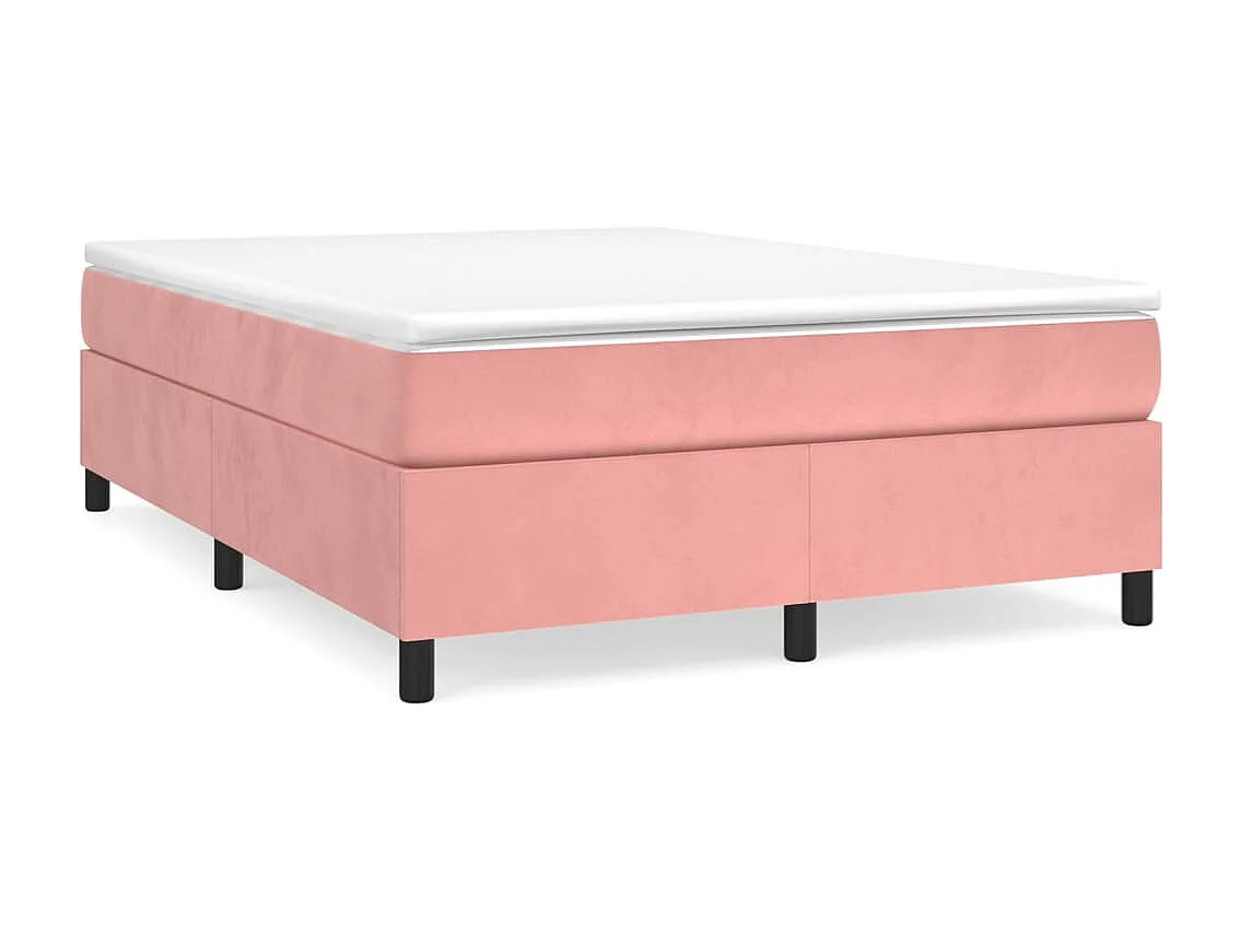Somier de láminas- 140x190 cm de terciopelo rosa ES56738