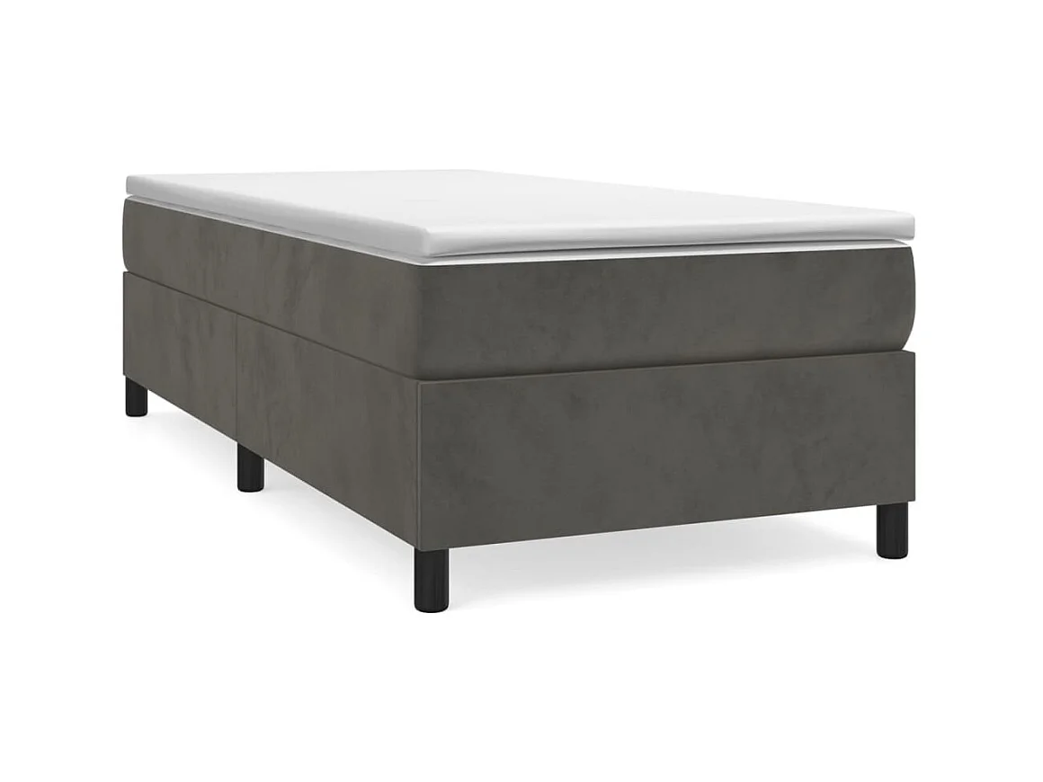Somier de láminas- 90x190 cm de terciopelo gris oscuro ES17348