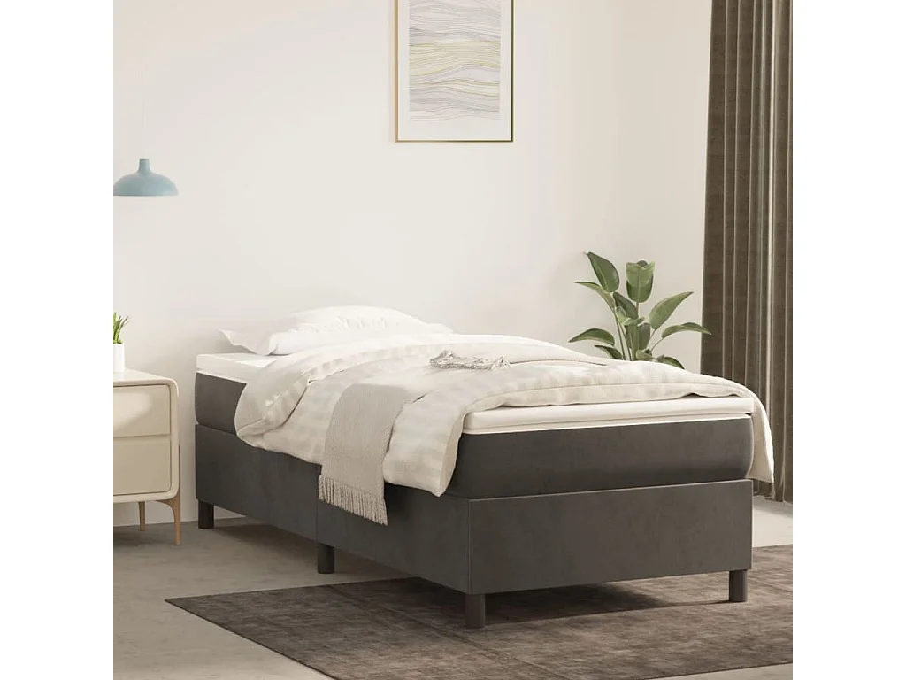 Cama 90x190 cm veludo cinzento-escuro PT497997