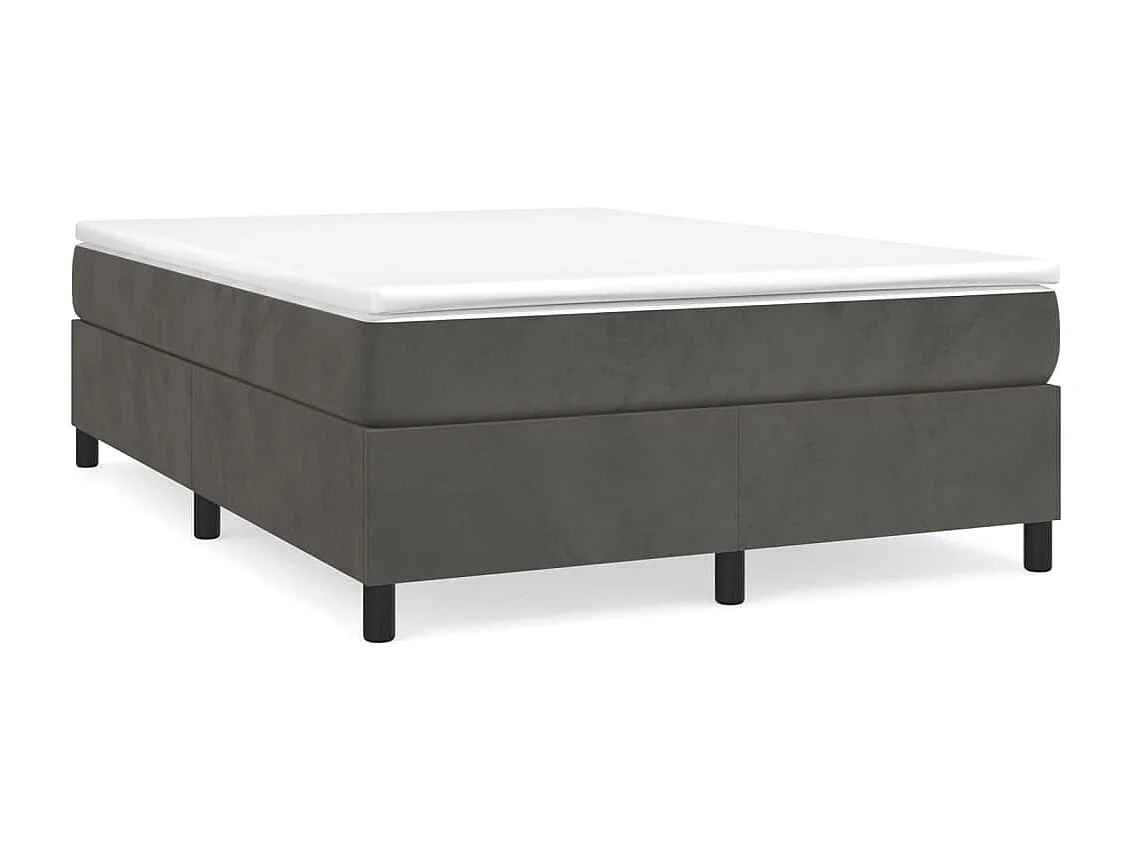 Somier de láminas- 140x190 cm de terciopelo gris oscuro ES25775