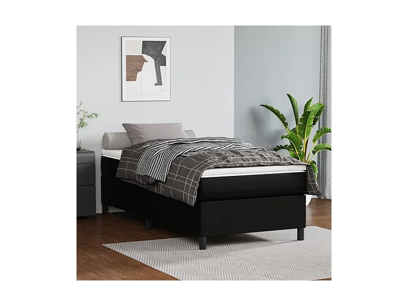 Cama 80x200 cm couro artificial preto PT174429